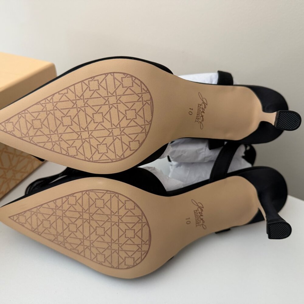 New in Box Jewel Badgley Mischka Taylee Black Ankle Strap Stiletto Heels 10 - Picture 4 of 12